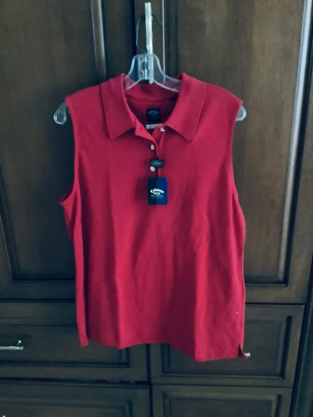LADIES NORDSTROM CALLAWAY GOLF RED STRETCH COTTON SLEEVELESS POLO SZ XL